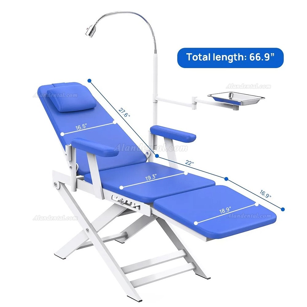 Dental Portable Folding Chair / Mobile Dental Chair with LED Light Lamp & Dental Tray